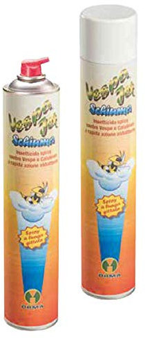 Deter Center Vespa Jet Schiuma insetticida per API VESPE CALABRONI Lunga gittata schiumogena per nidi - Confezione 12 bombole ml.750