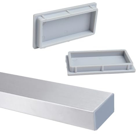 Muzata Stainless Steel Flat Handrail Accessories - 2Pack Handrail End Cap Universal Gray Nylon, HA12 GNN