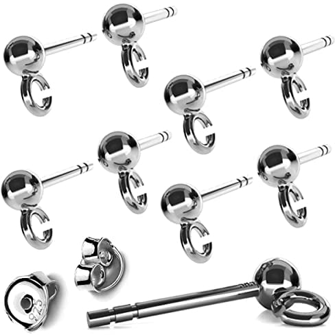 My-Bead 5 Paar Ohrstecker Rohlinge 925 Sterling Silber Perle 3mm Schmuckherstellung Ohrringe basteln DIY