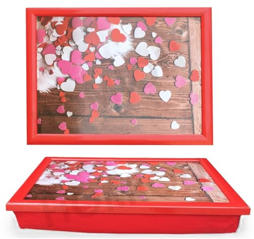Cushioned Bean Bag laptray Home Laptop Tray Drinks Food Breakfast Lap Tray (Hearts Design)