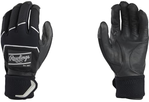 Rawlings Adult Workhorse Baseball Batting Glove w/Compression Strap, Small, Black
