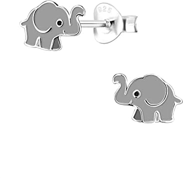 Laimons Mädchen-Ohrstecker Elefant Grau 9mm aus Sterling Silber 925
