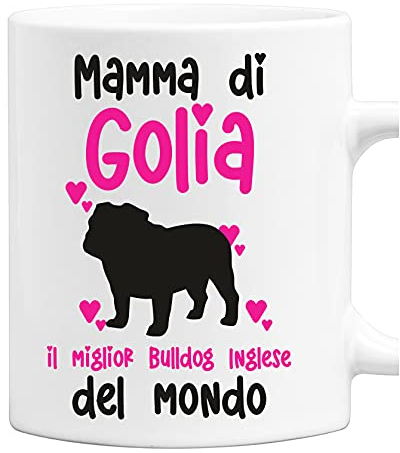 fashwork Tazza Bulldog Inglese Cane Personalizzabile con Nome da Donna