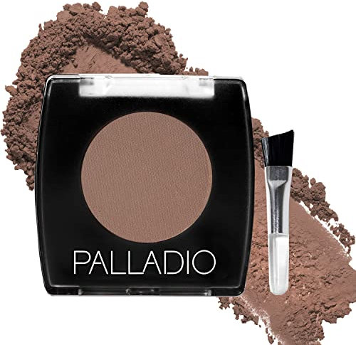 Palladio Brow Powder for Eyebrows, Soft and Natural Eyebrow Powder with Jojoba Oil & Shea Butter, Helps Enhance & Define Brows, Compact Size for Purse or Travel, Includes Applicator Brush, Soft Brown