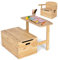 GYMAX 3 in 1 Kids Storage Bench, Convertible Toy Storage Box with Safety Hinge, Wooden Children Table and Chair Set for Playroom Bedroom (Natural)