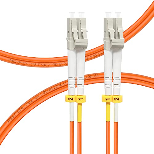 FLYPROFiber 0.5M OM2 LC auf LC LWL Glasfaser Patchkabel | Längenoptionen: 0,2m-20m, 1 GB Duplex, 50/125 um Multimode Kabel, LSZH 0.5 Meter