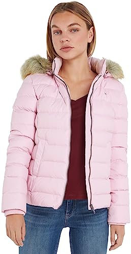 Tommy Jeans TJW Basic Hooded Down Jacket DW0DW08588 Giacche Imbottite, Rosa (French Orchid), L Donna