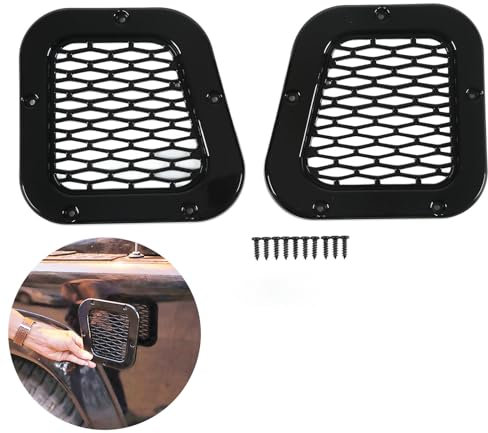 BigKing Rejilla de Entrada de Aire Lateral Defender, Cubierta de Rejilla de ventilación de Entrada de Aire Lateral Delantera, decoración de Repuesto Negro Brillante para Defender 2004-2019