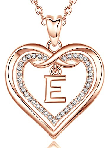 AEONSLOVE Collana Iniziale Donna Ciondolo Nome Personalizzabile Collana Lettera E Oro Rosa Gioielli Regalo Natale Fidanzata Amica Mamma Figlia