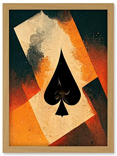 Doppelganger33 LTD Ace Of Spades Card Casino Poker Abstract Artwork Framed Wall Art Print A4