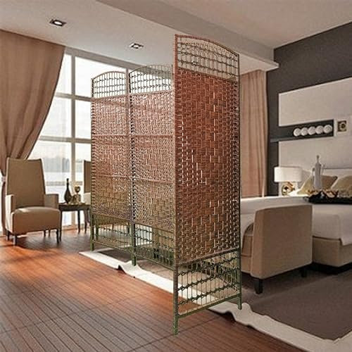 Oriental Furniture Raumteiler aus Fasergewebe, 1,8 m, 4 Paneele, dunkles Holz