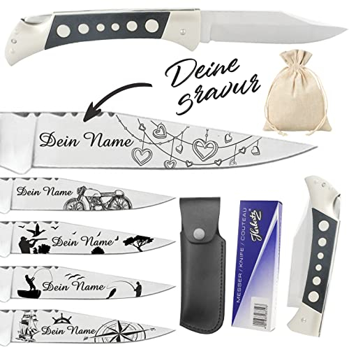 Herbertz Taschenmesser personalisiert, scharfes Klappmesser. graviertes Messer mit Gravur auf der Klinge - Taschenmesser graviert - eingraviertes Messer - Geschenk für Papa, Geburtstag, Weihnachten