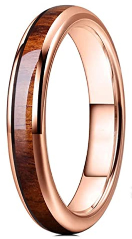 YAHOYA Vintage Mode Roségold Holz Maserung Ringe für Frauen/Männer Accessoires Verlobung Ehering Statement Schmuck Ornament