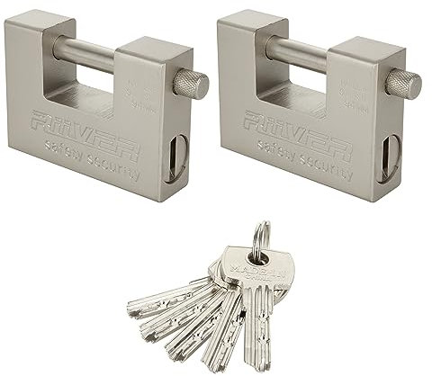 VIDETOL Lot de 2 cadenas de conteneur avec clés, cadenas de sécurité robuste de 90 mm, anse de 12 mm d'épaisseur, cylindre anti-perçage, cadenas en acier pour conteneurs, portes, abris de jardin