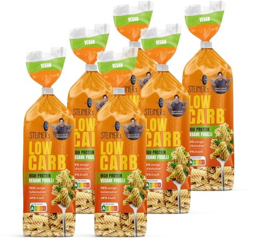 STEINER´s Low Carb High Protein Fusilli | 95% weniger Kohlenhydrate | 49g Protein | ballaststoffreich, (STEINER's High Protein Fusilli, 6x250g)