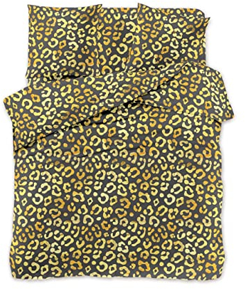 FEBE Bettwäsche Leopard Bettbezug-Set 135x200 + Kissenbezug 2 Teilig mit Reißveschluss