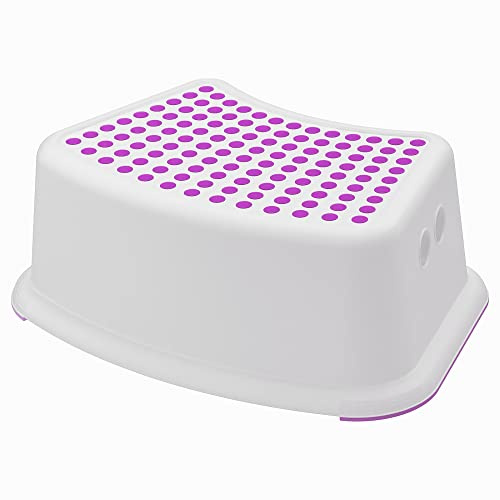 JAMES Plastic Child Step Stool With Non-Slip Cover & Carry Handle - Sturdy Toddler Toilet Foot Step for Children | Bathroom Stool (Pink)
