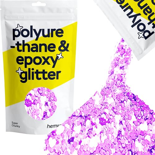 Hemway Polyurethan & Epoxidharz-Glitzer 100g / 3.5oz Metallischer Kristallflockenzusatz für Bodenbeläge, Schmuck, Becher, Glaspigment - Super Chunky (1/8 0.125 3mm) - Lavendel Lila