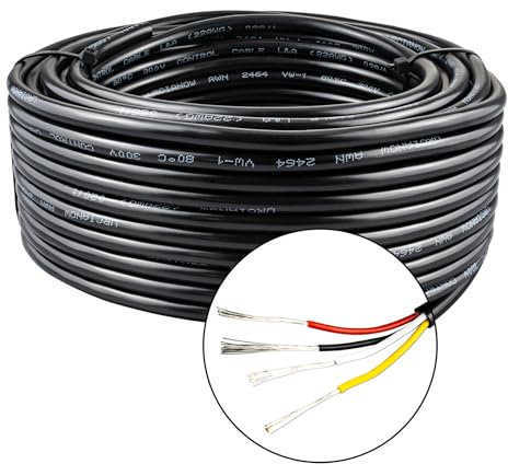 URCIANOW 22 Gauge 4 Core Cable 7M Low Voltage Lighting Electrical Wire Cable 4 * 0.32mm² Stranded PVC Cord Tinned Copper Wire Flexible Extension Power Cord for LED Lamp(22AWG/4)