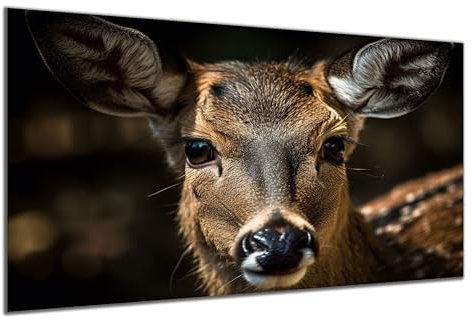 DARO Design - Wand-Bild auf 6mm HDF 50x70 cm Hirschkuh Portrait - Wand-Deko Bilder Geschenk