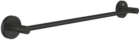 GROHE Start, Handtuchhalter ohne Bohren (für ein großes Handtuch, 45cm breit, zum Kleben oder Bohren, inkl. Dübel und Schrauben, ohne Kleber, verdeckte Befestigung), rund, schwarz, 411972430