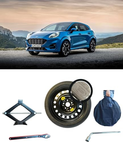 Kit de roue de secours 17 compatible avec Ford Puma avec Cric, Clé et Sac (Vérifier l'espace)