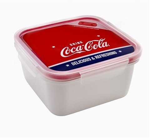 Snips Coca-Cola Square Lunch Box, 1.4 L, Bento Box with 4 Safety Locks, 18 x 18 x 8.5, Made in Italy, 0% Bpa