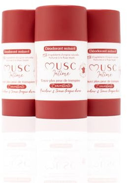 MUSC INTIME La Marque Offcielle - Lot de 3 - Déodorant - Anti Transpirant - Rose Mystik - L'Envoûtante - 95% Ingrédients Naturels - Sans Sel D'Aluminium Ni Pertubateur Endocrinien - 3 x 50g