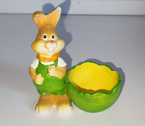 Rahm § AngiesStrickzauber verkauft: Dekofigur/Figur/Hase/Eierbecher/Deko/Keramik/Ostern/Tischdeko/Frühstück/Grün, 02