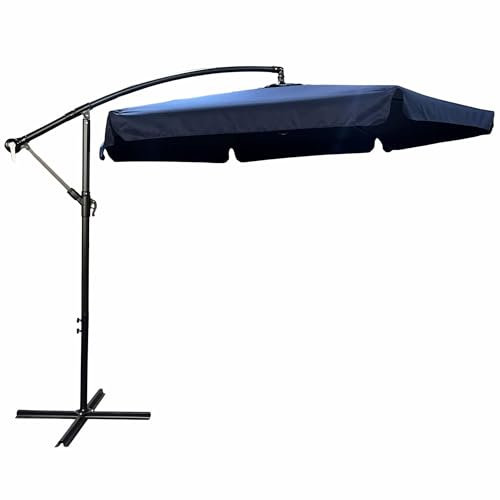 AKORD Sonnenschirm mit Kurbel Sechseckig CYNIA | 300x300x245 cm Ampelschirm | Neigungswinkel und Höhe Verstellbar | Marktschirm Terrassenschirm Balkon Wasserdicht | Gartenschirm UV-Schutz | Marineblau
