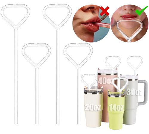 NiHome Anti-Wrinkle High Borosilicate Clear Glass Reusable Straws Fit for 40oz 30oz 20oz Tumblers, Wrinkle Free Straws, No Wrinkle Straws for Stanley Cup w/Brushes, BPA-Free, Dishwasher Safe (4 Pack)