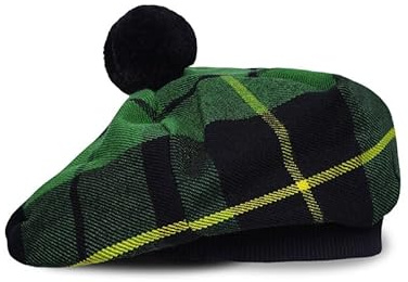 UMAM Tam o' Shatner Tammy-Mütze aus Acrylwolle, traditionell, Flache Motorhaube, Kilt, viele Tartans
