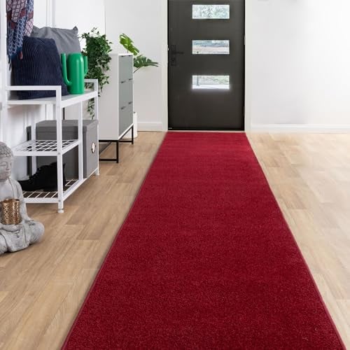 Steffensmeier Läufer Galerie Ibiza| Kurzflor Teppich| Flur| Diele| Größe: 80x1000 cm| Rot