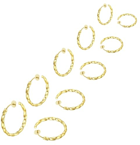 Hinvan 5 Paare Edelstahl Gold Clip Ohrringe für Damen Herren Männer Gold Ohrclips Damen Ohrringe Ohne Ohrlöcher Herren