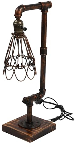 Steampunk Nachtlicht Retro Industrial Style Schreibtischlampe Tischleuchte Retro-Stil Tischlampe Nachtbeleuchtung Wasserpfeifenlampe Rostfarbe Industrielle Wasserrohr Industrieleuchte