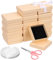 Mardatt 17 Stück Karton Schmuck Boxen Set, quadratische Schmuck Geschenk Boxen Samt Schwamm Liner Schmuck Fall mit Schere und Polyesterband für Halskette Ohrring Armband - 3 x 3 Zoll, Champagner