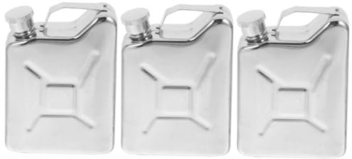 3St Ölfass-Weinflasche aus Edelstahl edelstahlflasche trinkflasche Tragbarer Weinbehälter schnapsflasche Alkoholbehälter Flaschen für Spirituosen kleine Flasche Edelstahl 304 Amosfun