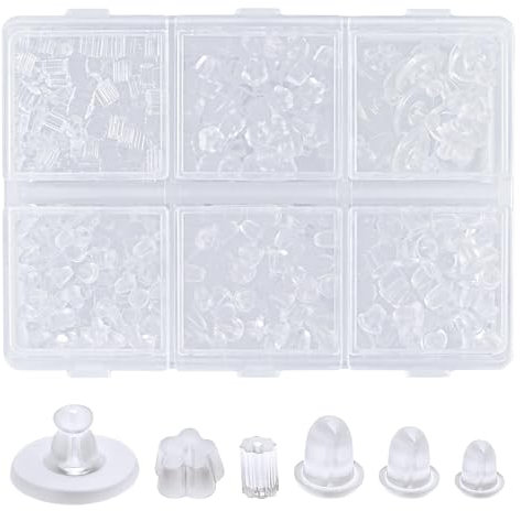 MOLENCO 600 Pezzi Ferma Orecchini in Silicone, 6 Stili Trasparente Chiusure per Orecchini Set, Tappi Orecchini Anallergica Sicurezza Fermagli, Ferma Orecchini Adatto a Progetti di Orecchini Fai-da-te