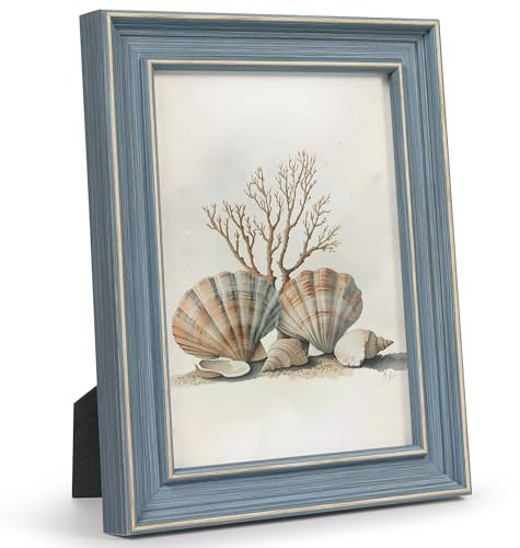 Afuly 20x25 Bilderrahmen Vintage Blau Bilderrahmen Retro Antike Shabby Fotorahmen Deko für Wand Tisch Family Freund Hochzeit Geburtstag Geschenke Muttertage für Mama Oma Frauen