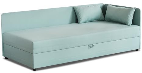 Bonni24 Einzelbett mit Staukasten Jugendbett Einzelbettsofa mit Bettkasten Hirek (Minze, 80x180)