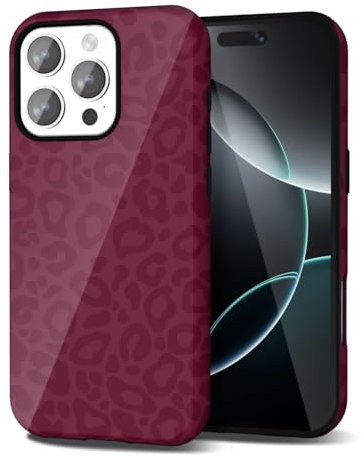 Svanove Cheetah Print Phone Case for iPhone 16 Pro, Girly Trendy Leopard Pattern, Retro Cool Animal Print, Luxury Cute Case for Women, Aesthetic Y2k Hard Shell Plastic, Burgundy