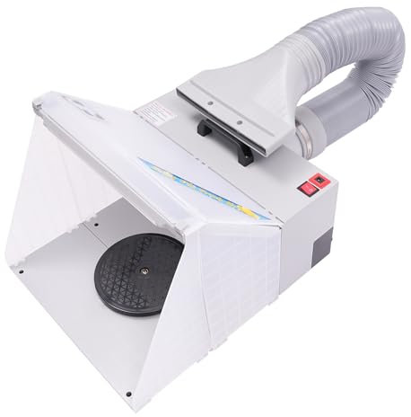 Airbrush Spray Booth, Spray Painting Workbench with 3 Built-in LED Strips Foldable Paint Sprayer Box Kit Powerful Exhaust Fan Airbrush Paint Spray Booth Kit for DIY Painting Model Craft Cake More