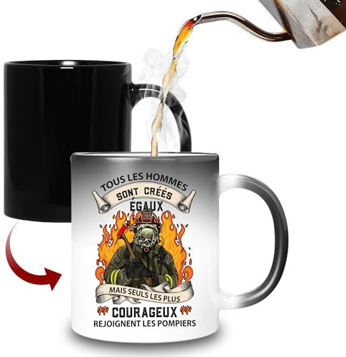 HALUMI Mug Magique Pompier Tasse A Café Originale Pompière Les Plus Courageux Rejoignent Les Pompiers Idée Cadeau Pour Fin De Contrat Retraite Anniversaire Collègue Homme Femme Mug En Ceramique 330 ML