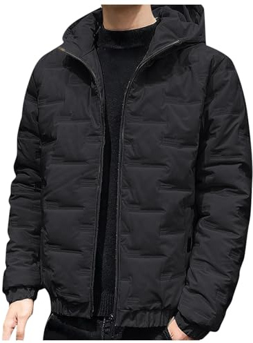 Mens Down Jacket Lightweight Winter Solid Coat Warm Jacket Easy Care Water Resistant Rain Jacket for Camping, Travelling & Walking