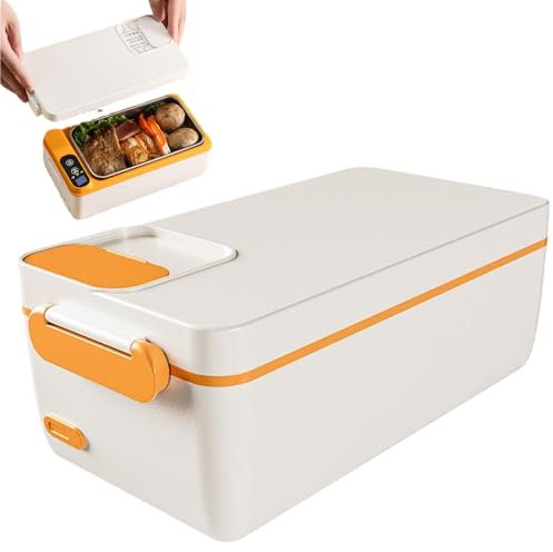 Rechargeable Lunch Box, Self Heating Lunch Box 1L Large Capacity Electric with Stainless Steel Container Rechargeable with 3200mAh Battery Heated for Students Travel