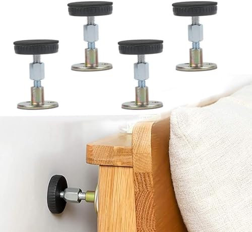 Yeenano Abstandshalter Wand,4 Stück Verstellbares Bettrahmen Kopfteil Stopper Raumwand Bettgestell Adjustable Bettgestell Gewinde Thread Frame Teleskop Unterstützung für Bett Schrank Sofa Zimmerwand
