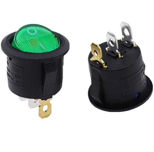 4Pcs KCD1 5V-12V / 220v ON/OFF Interrupteur à bascule rond LED éclairé for tableau de bord de voiture, bateau, fourgonnette avec lumière(4Pcs Green,220V)
