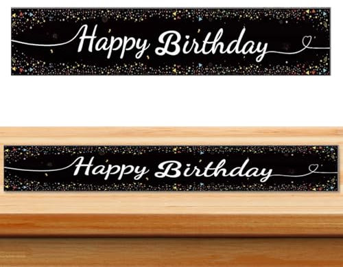 Tischläufer Geburtstag Tischdecke Geburtstag Schwarz, Happy Birthday Tischläufer Tischdecke Happy Birthday Tischdeko Geburtstags Deko für Mann Mädchen Jungen Geburtstagsdeko Party Deko(180 x 35cm)