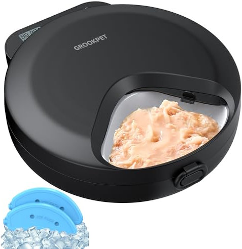 Distributeur Croquettes Chat Automatique Humide: Distributeurs de Nourriture pour Chiens avec Minuterie Programmable et Refrigere - Gamelle Automatique Chat sans Fil a Pile - Mangeoire Animaux 4 Repas