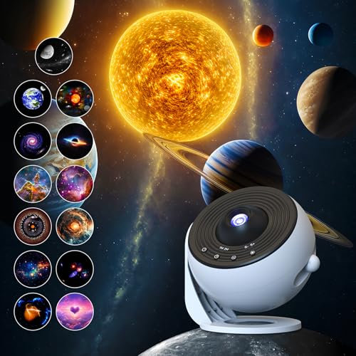 Galaxy Projector Upgraded - Star Projector Planetarium Telescope Style, Wider Sharper Projection, 7 Colors Night Light & Timer, Gift ideas for Bedroom and Living Room (White)
